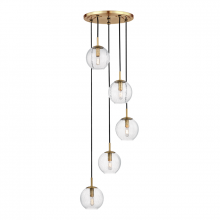 Hudson Valley Orange 2035-AGB-CL - 5 LIGHT PENDANT WITH CLEAR GLASS