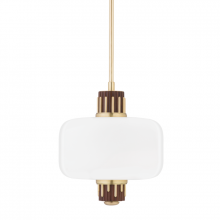 Hudson Valley Orange 3817-AGB - 1 LIGHT PENDANT W/ LIGHT WALNUT ACCENT