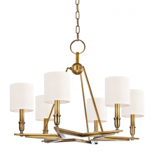 Hudson Valley Orange 4086-AGB-WS - 6 LIGHT CHANDELIER w/WHITE SHADE