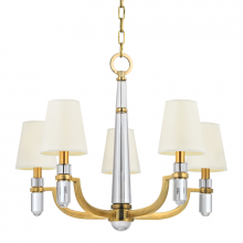 Hudson Valley Orange 985-AGB-WS - 5 LIGHT CHANDELIER w/WHITE SHADE