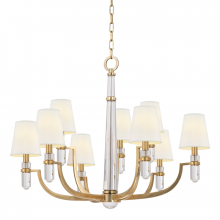 Hudson Valley Orange 989-AGB-WS - 9 LIGHT CHANDELIER w/WHITE SHADE