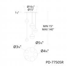 WAC PD-77505R-BC - Cyllindra Chandelier Light