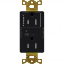 Lutron CAR2S-15-STR-BL - 15A SPLIT RF RECEPTACLE BLACK