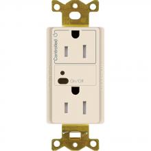 Lutron CAR2S-15-STR-LA - 15A SPLIT RF RECEPTACLE LIGHT ALMOND