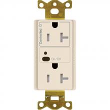 Lutron CAR2S-20-STR-LA - 20A SPLIT RF RECEPTACLE LIGHT ALMOND
