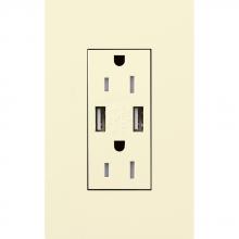 Lutron LTR-15-UBTR-AL - DUPLEX 15A TR DUAL USB RECEPT AL NO FP