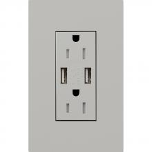 Lutron LTR-15-UBTR-GR - DUPLEX 15A TR DUAL USB RECEPT GR NO FP