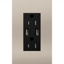Lutron LTR-F15-UBTR-BN - DUPLEX 15A TR DUAL USB RECEPTACLE BN FP