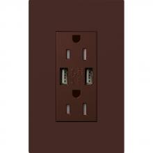Lutron LTR-F15-UBTR-BR - DUPLEX 15A TR DUAL USB RECEPTACLE BR FP