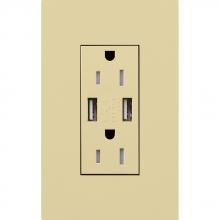 Lutron LTR-F15-UBTR-IV - DUPLEX 15A TR DUAL USB RECEPTACLE IV FP