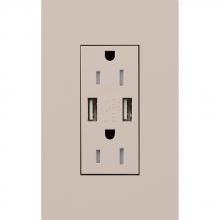 Lutron LTR-F15-UBTR-TP - DUPLEX 15A TR DUAL USB RECEPTACLE TP FP